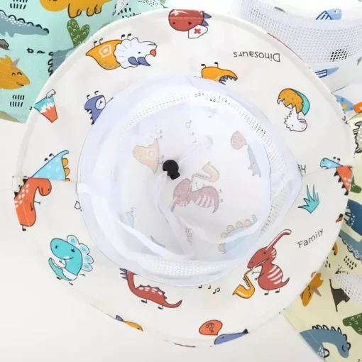 Cute Cartoon Cotton Baby Bucket Hat with Drawstring - Image 4