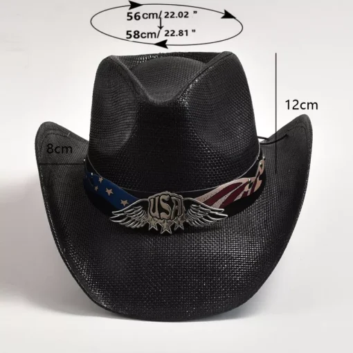 Stylish Straw Western Cowboy Hat for Men & Women - Image 11