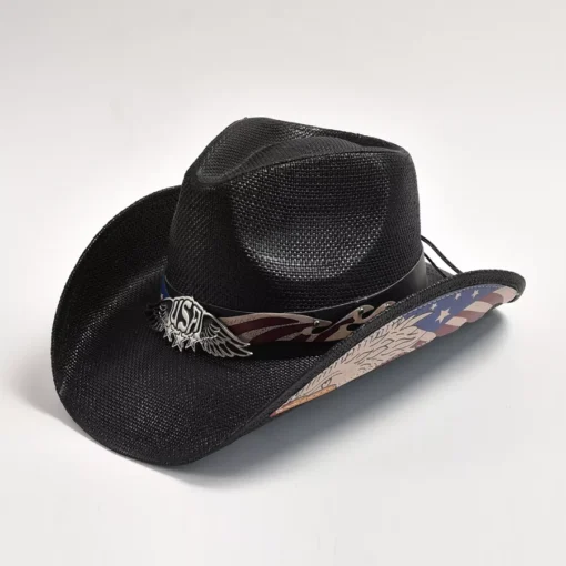 Stylish Straw Western Cowboy Hat for Men & Women - Image 2