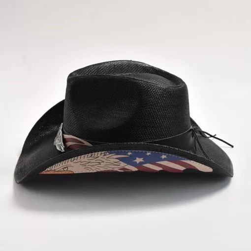 Stylish Straw Western Cowboy Hat for Men & Women - Image 3