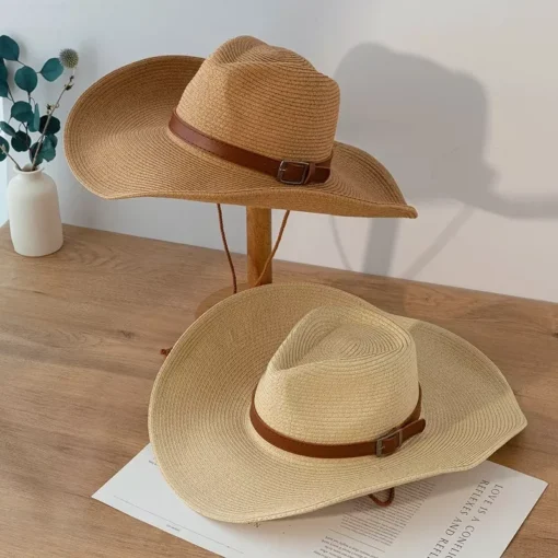 Stylish Natural Paper Western Cowboy Hat - Image 3