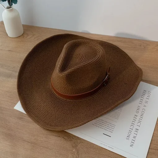 Stylish Natural Paper Western Cowboy Hat - Image 2