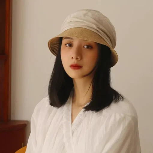 Artistic Cotton Linen Woven Sun Hat for Women - Image 5