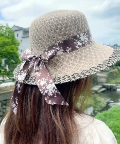 Elegant Floral Ribbon Sun Hat