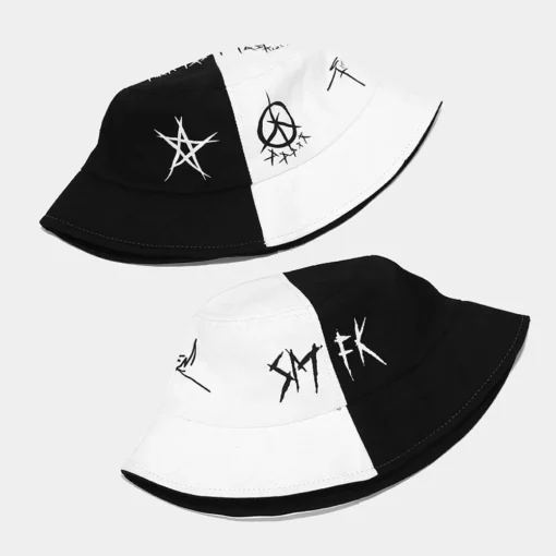 Summer Cotton Patchwork Graffiti Bucket Hat - Image 3