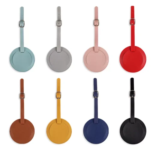 Round PU Leather Luggage Tag - Image 6