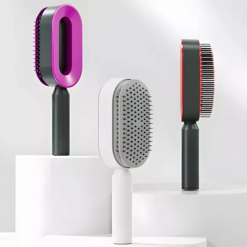 Detangling Scalp Massage Hair Brush with One-Key Self-Cleaning Feature