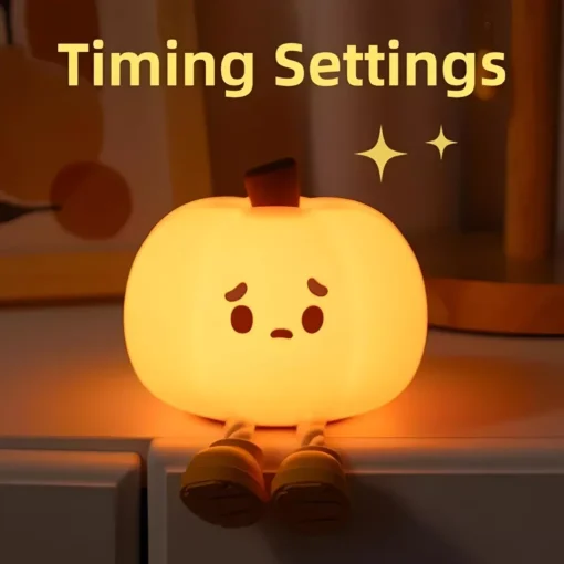 USB Rechargeable Pumpkin LED Night Light with Timer - Image 5