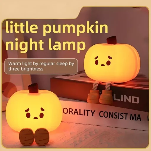 USB Rechargeable Pumpkin LED Night Light with Timer - Image 2