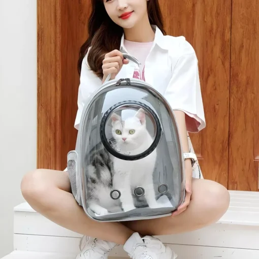 Luxury Cat Space Capsule Transparent Backpack - Image 2