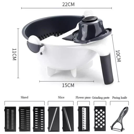 Multifunctional 9-in-1 Vegetable Slicer with Drain Basket - Image 7