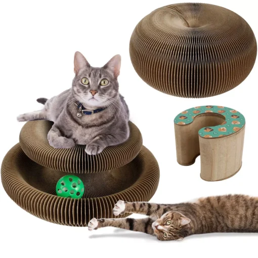 Foldable Magic Organ Cat Scratcher with Toy Ball – Multi-Shape Durable Climbing and Sleeping Board for Cats - Image 3