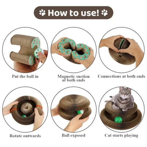 Foldable Magic Organ Cat Scratcher with Toy Ball – Multi-Shape Durable Climbing and Sleeping Board for Cats - Image 5