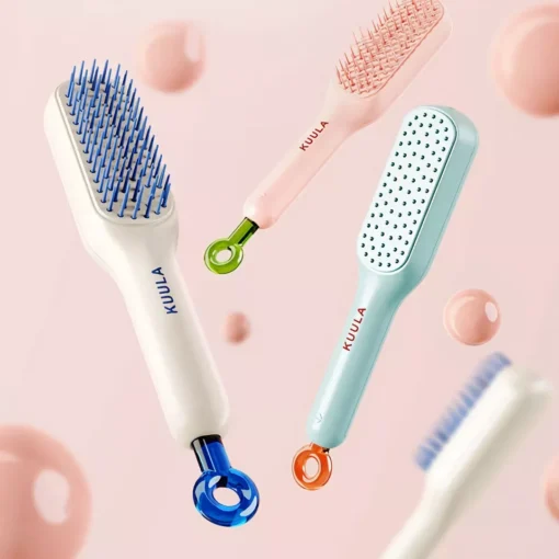 Telescopic Anti-Static Scalp Massage Comb: Self-Cleaning, for All Hair Types