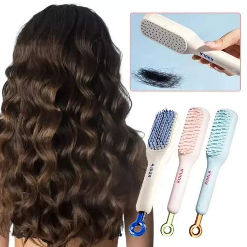 Telescopic Anti-Static Scalp Massage Comb: Self-Cleaning, for All Hair Types - Image 5