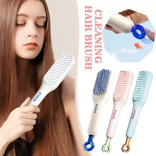 Telescopic Anti-Static Scalp Massage Comb: Self-Cleaning, for All Hair Types - Image 3