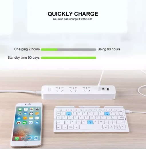 Ultra-Compact Foldable Bluetooth Keyboard with Built-in Stand for Tablets and Smartphones - Image 3