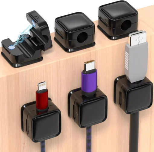 Magnetic Cable Clips Organizer – Adjustable Cord Holder with Strong Adhesive and Easy Cable Management