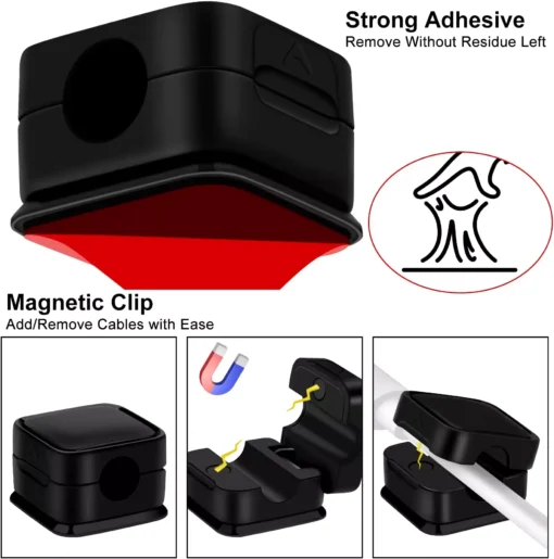 Magnetic Cable Clips Organizer – Adjustable Cord Holder with Strong Adhesive and Easy Cable Management - Image 8