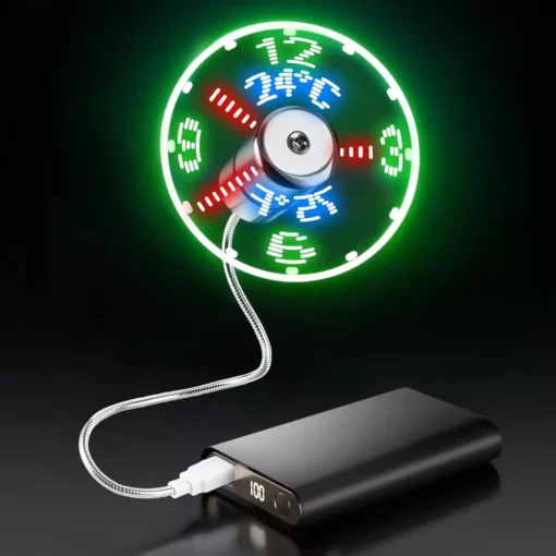 LED Clock USB Mini Fan with Real-Time Display - Image 3