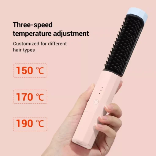 Portable Wireless Hair Styling Brush: Fast-Heating USB Rechargeable Straightener & Curler - Image 6