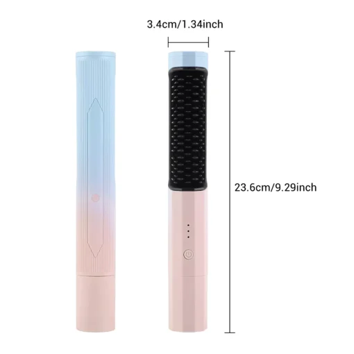 Portable Wireless Hair Styling Brush: Fast-Heating USB Rechargeable Straightener & Curler - Image 12