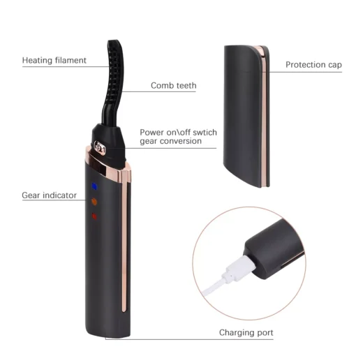 Quick Heating USB Rechargeable Eyelash Curler for Long-Lasting, Natural-Looking Curls - Image 10