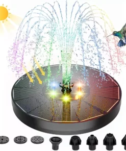 3W Solar Fountain with LED Lights & Multiple Nozzles