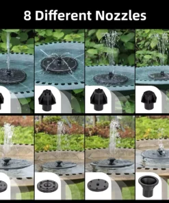 3W Solar Fountain with LED Lights & Multiple Nozzles