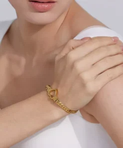Love Heart Cuban Chain Stainless Steel Bracelet