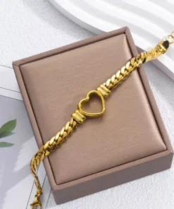 Love Heart Cuban Chain Stainless Steel Bracelet