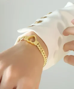 Love Heart Cuban Chain Stainless Steel Bracelet