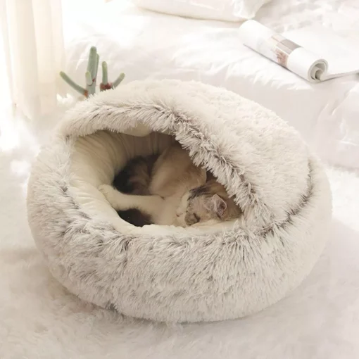 Warm Long Plush Cat Bed - Image 4
