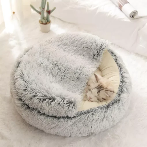 Warm Long Plush Cat Bed - Image 3