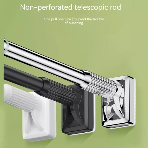 Adjustable Stainless Steel Shower Curtain Rod Holder - Image 2