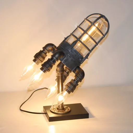 Retro Steampunk Rocket LED Night Light - Image 6