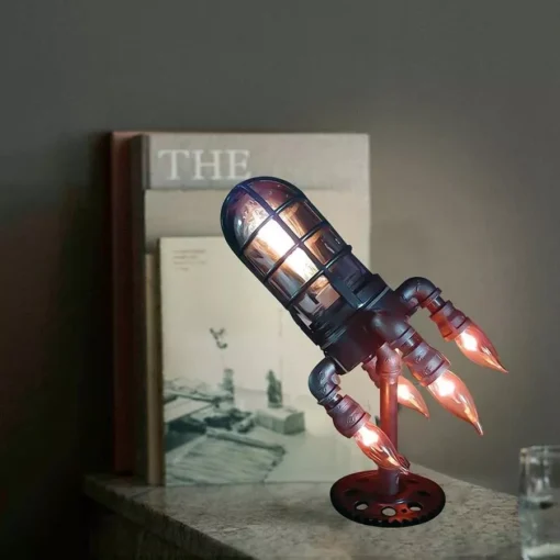 Retro Steampunk Rocket LED Night Light - Image 4