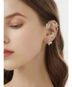 Crystal Butterfly Clip Earrings