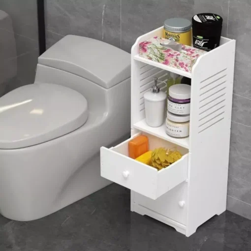 Compact White Bathroom Storage Cabinet - Image 5