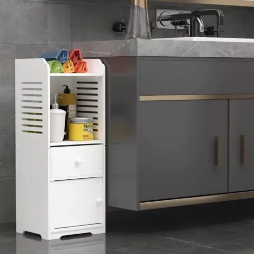 Compact White Bathroom Storage Cabinet - Image 6