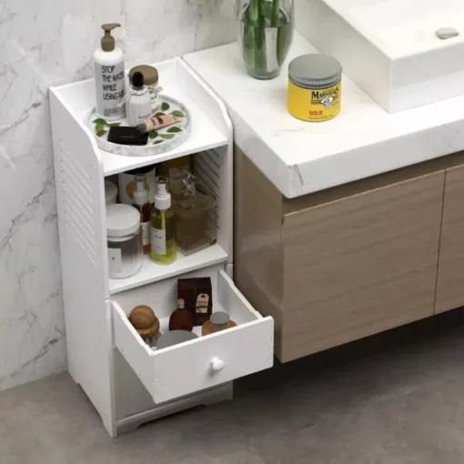 Compact White Bathroom Storage Cabinet - Image 3