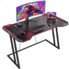 Z-Shaped 55″ Gaming Desk with Carbon Fiber Surface and LED Lighting