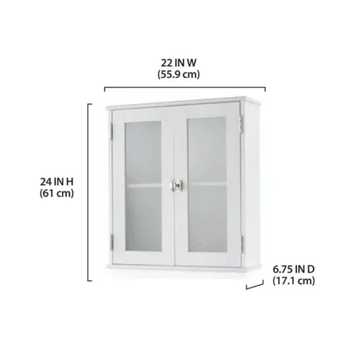 White Frosted Glass Bathroom Wall Cabinet with Adjustable Shelf - Image 7
