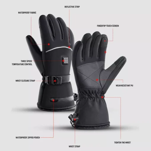 Touchscreen Waterproof Heated Winter Gloves for Outdoor Activities - Image 7