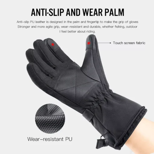 Touchscreen Waterproof Heated Winter Gloves for Outdoor Activities - Image 6
