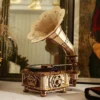 DIY Hand Crank Classic Gramophone Wooden Puzzle Model Kit