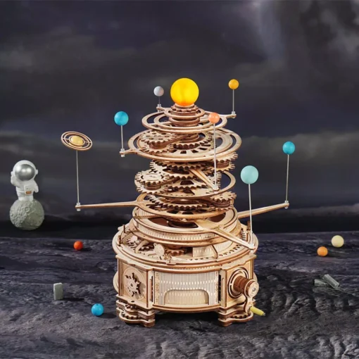3D Wooden Puzzle Telescope and Orrery Model Kits - Image 5