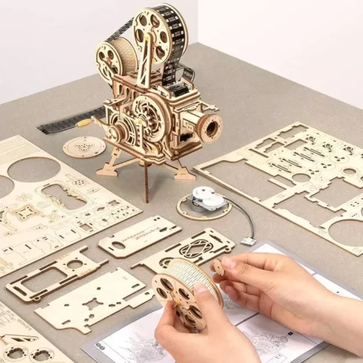 DIY 3D Wooden Film Projector Model Kit - Image 3