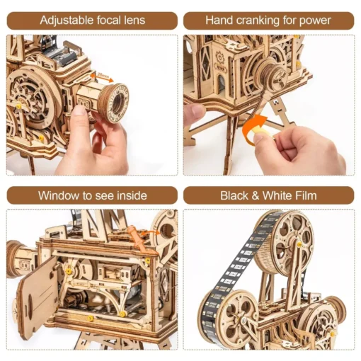 DIY 3D Wooden Film Projector Model Kit - Image 9