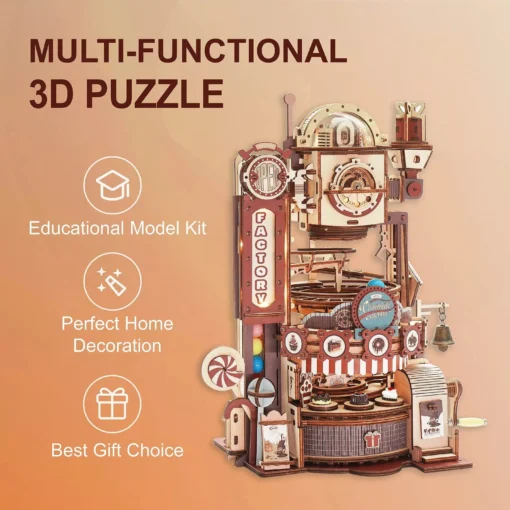 DIY Chocolate Factory Marble Run – 3D Wooden Puzzle Toy - Image 4